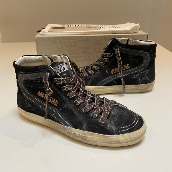 Golden Goose Slide Sneaker in Black Suede/Silver sz 38 New in Box - Picture 14 of 15